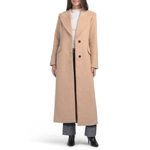 AVEC LES FILLES Camel Strong Shoulder Tailored Coat - Picture 1 of 2